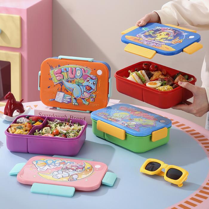 卡通實色蓋分格飯盒14